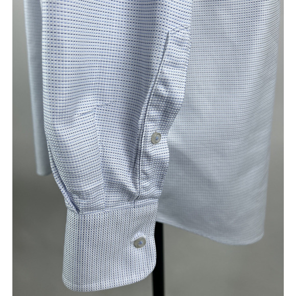 David Donahue Horizontal Dress Shirt Button Up Long Sleeve Size 18 Trim - 34/35 - Picture 6 of 13